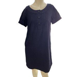 Gap Black Short Sleeve 3 Button Wool Midi Dress